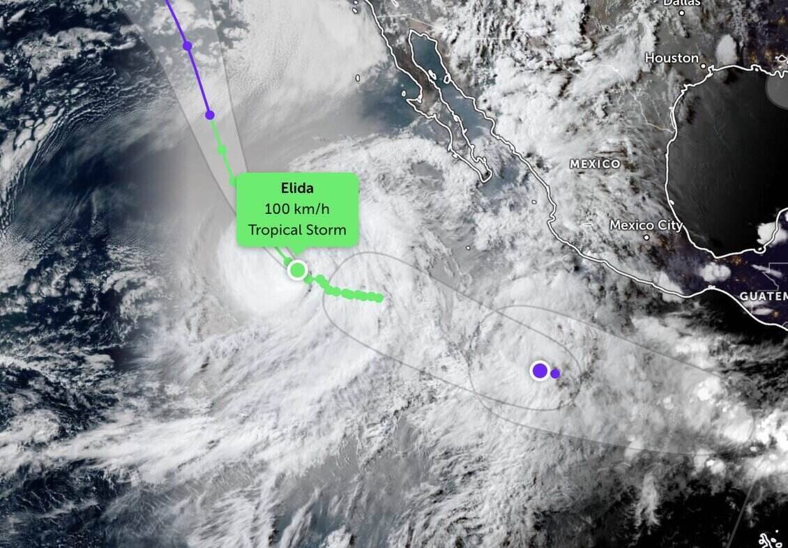 New storms are forecast to form immediately after storm Elida. Photo: Zoom Earth