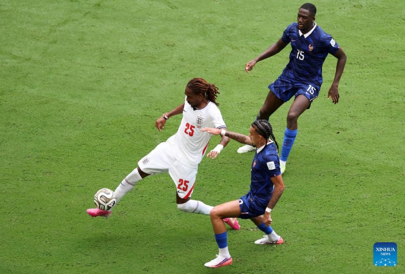 Tuyển Pháp thua Anh 4-6 trong trận tranh hạng ba World Cup 2026. Ảnh: Xinhua