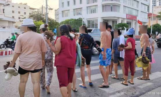 Công an đã truy tìm được danh tính nhóm người nhặt, bẻ san hô tại khu vực Hòn Chồng thuộc bãi biển Nha Trang. Ảnh: Ban Quản lý Vịnh Nha Trang