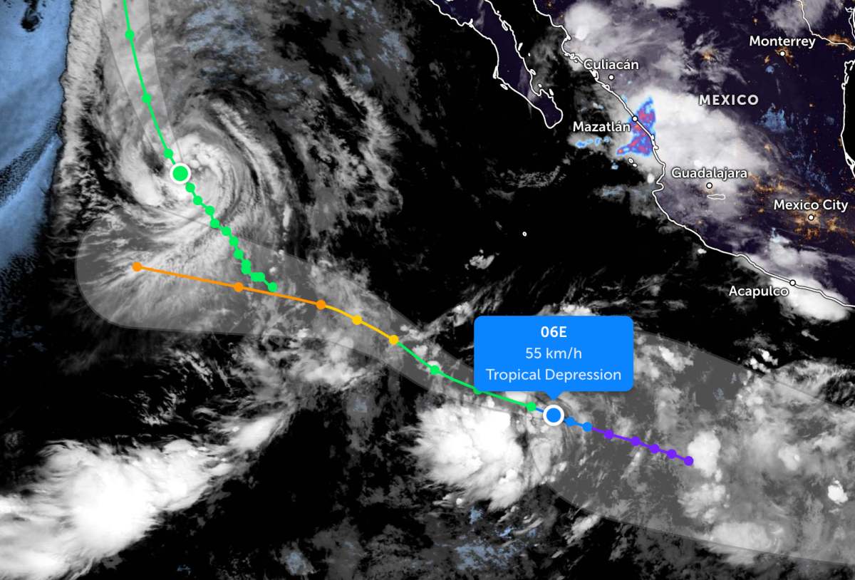 Tropical depression about to strengthen into a storm over the Pacific Ocean, following storm Elida. Photo: JTWC