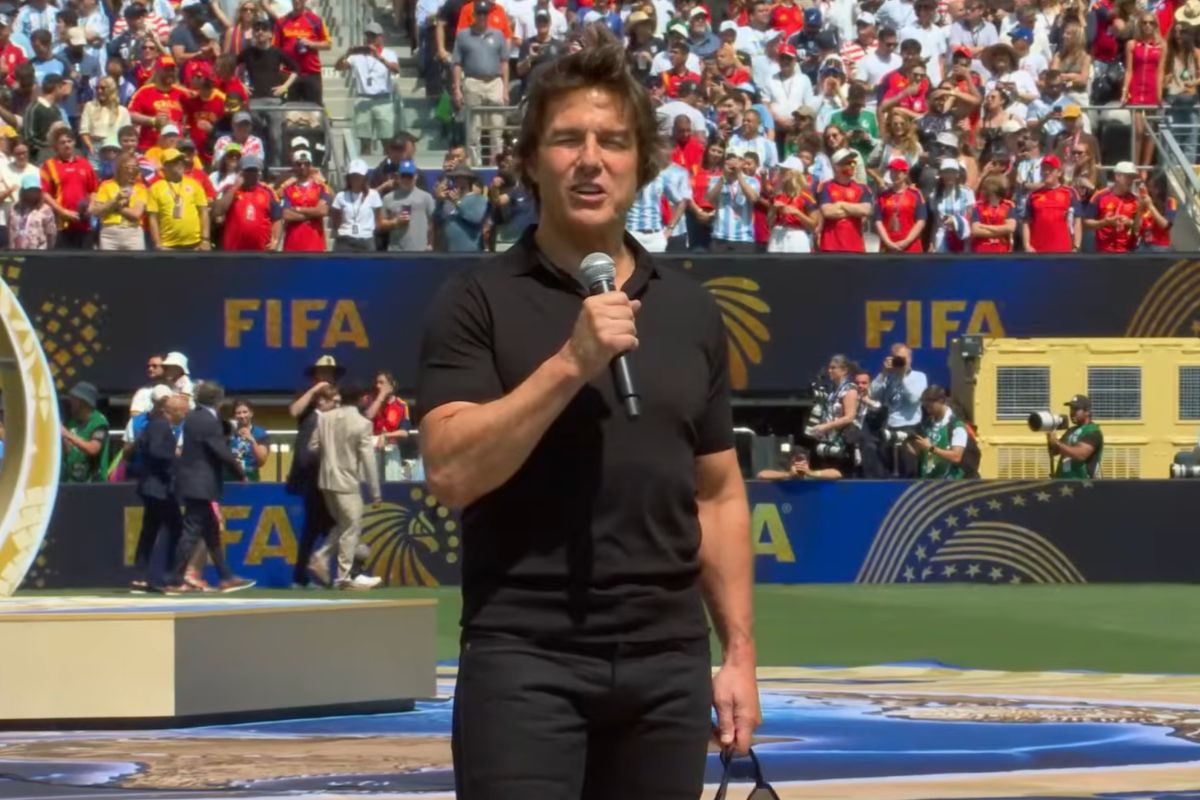Tom Cruise speaks at the 2026 World Cup closing ceremony. Photo: FIFA