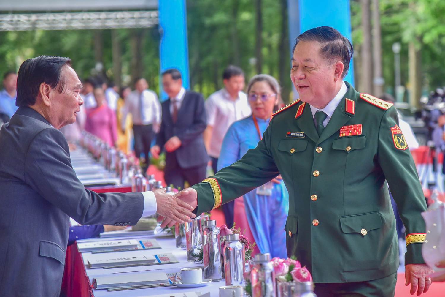 Đại tướng Nguyễn Trọng Nghĩa - Ủy viên Bộ Chính trị, Bí thư Trung ương Đảng, Ủy viên Thường vụ Quân ủy Trung ương, Chủ nhiệm Tổng cục Chính trị QĐND Việt Nam tham dự lễ kỷ niệm.  Ảnh: Anh Tú