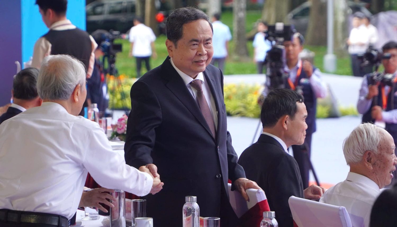 Ủy viên Bộ Chính trị, Chủ tịch Quốc hội Trần Thanh Mẫn tham dự lễ kỷ niệm.  Ảnh: Anh Tú