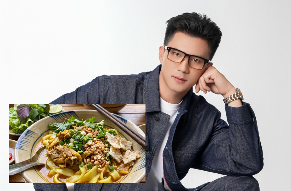 Actor Ha Viet Dung is excited about Quang noodles in Gia Lai. Photo: NVCC