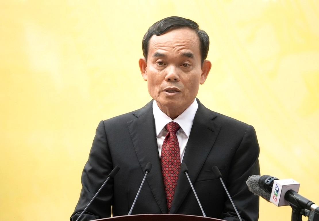 Politburo Member, Secretary of the Ho Chi Minh City Party Committee Tran Luu Quang speaks at the anniversary ceremony. Photo: Anh Tu