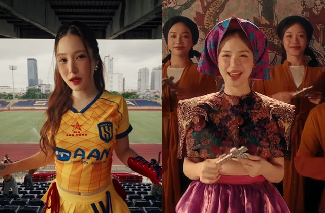 Huong Tram and Hoa Minzy in the MV "Gái Nghệ" and "Bắc Bling". Photo cut from the MV