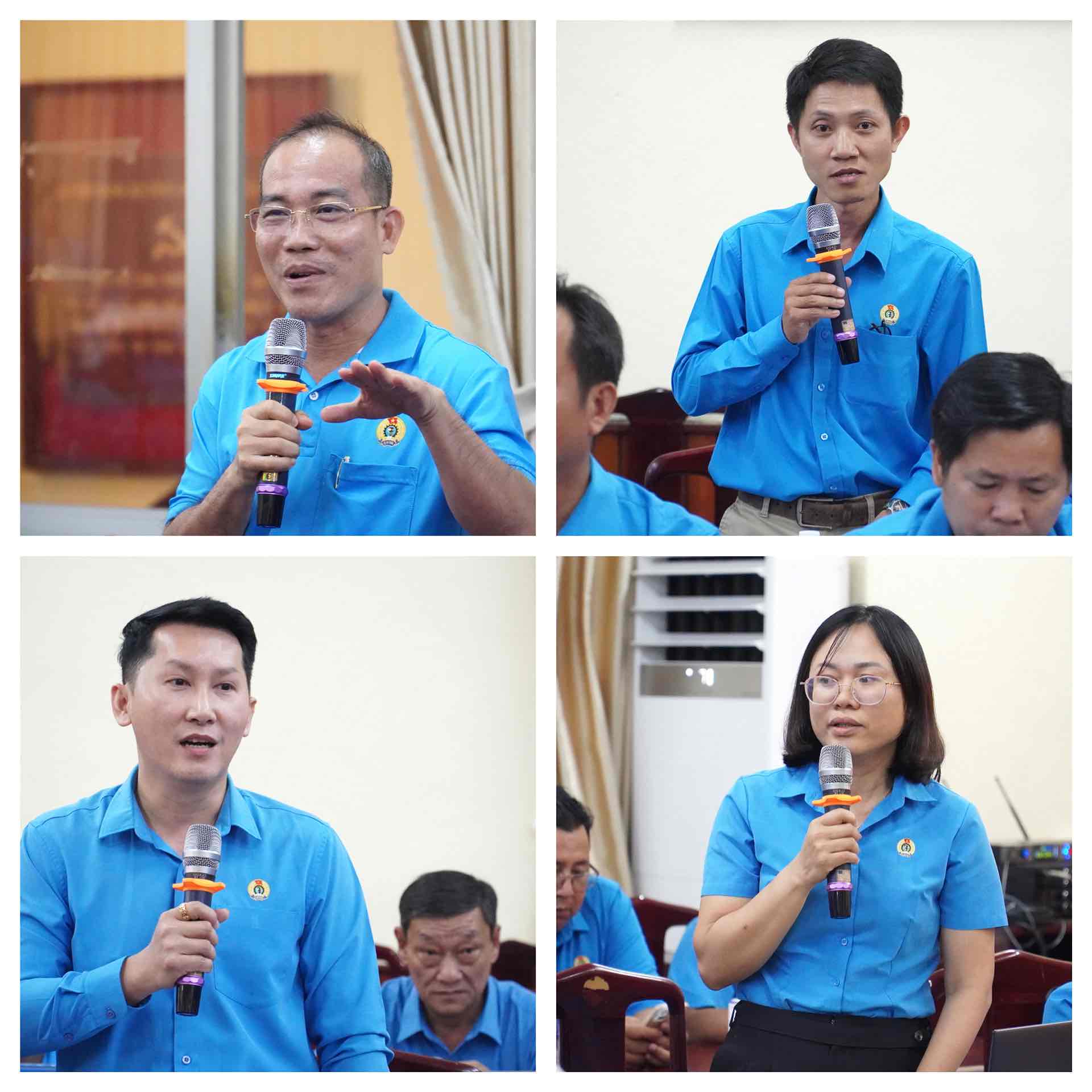 Đại diện các công đoàn cơ sở, công đoàn các phường xã phát biểu ý kiến tại Hội nghị. Ảnh: HAC