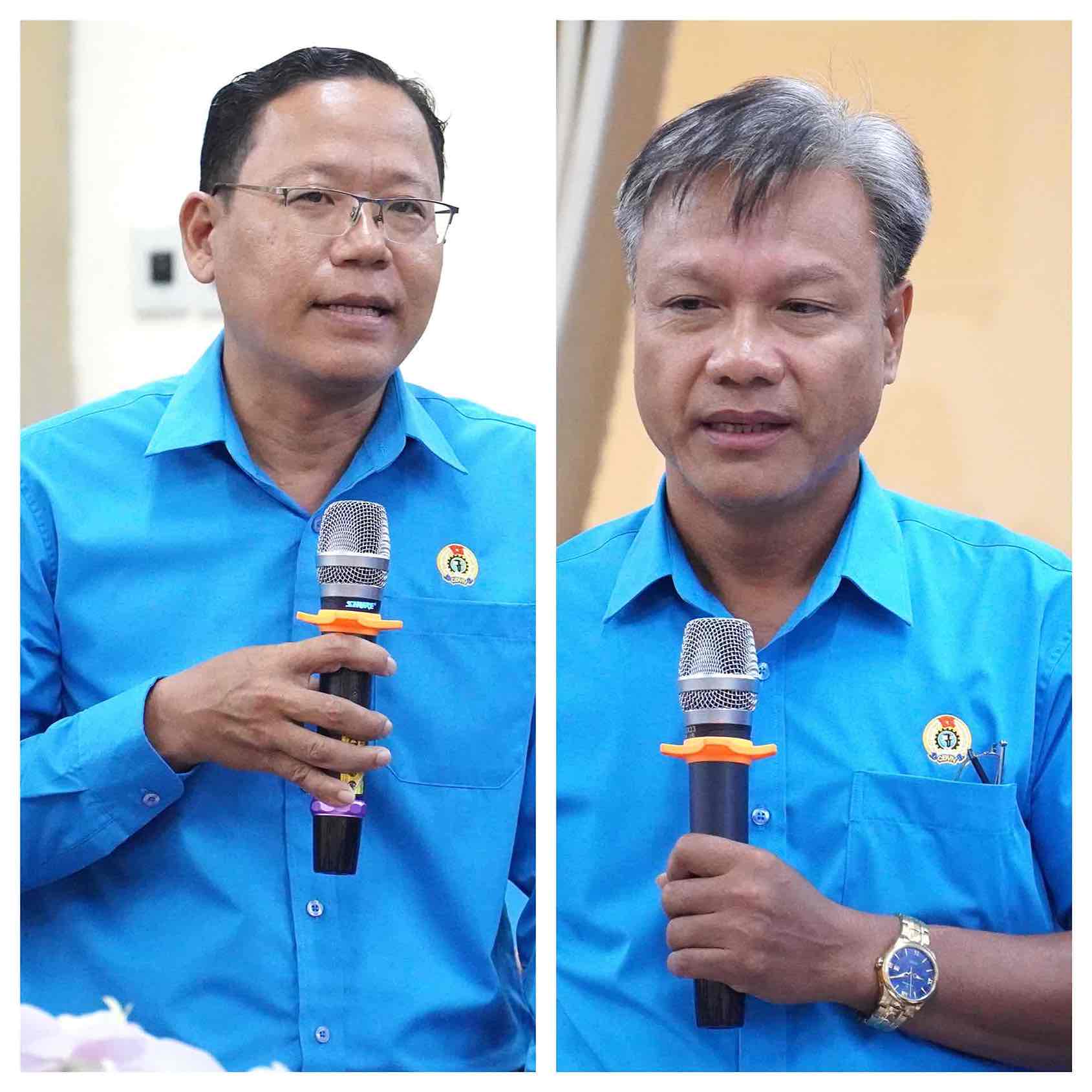 Đại diện Công đoàn Khu vực 3 và Khu vực 2 (LĐLĐ TP Đồng Nai) phát biểu ý kiến tại Hội nghị. Ảnh: HAC