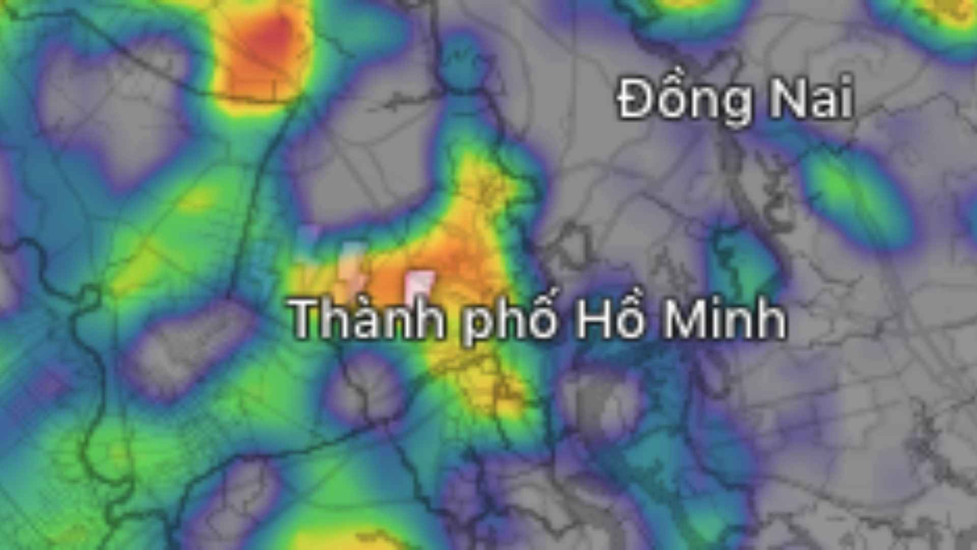 Radar image of the convective cloud region developing strongly, causing rain and thunderstorms in Ho Chi Minh City. Photo: Southern Regional Hydrometeorological Station