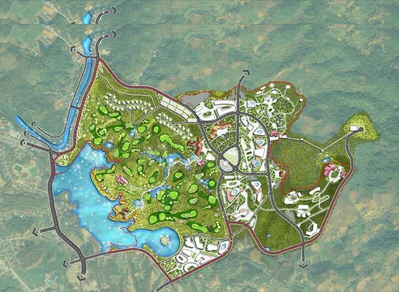 Perspective of the Huoi Pha urban, commercial, tourism, service and golf course project and its vicinity. Photo: Dien Bien ITT