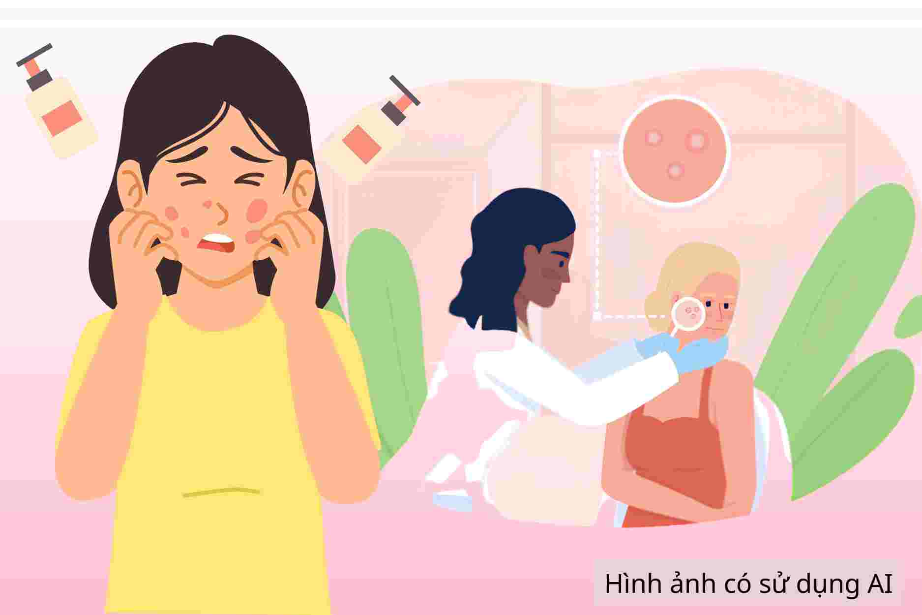 Signs of allergic contact dermatitis in the face due to cosmetics