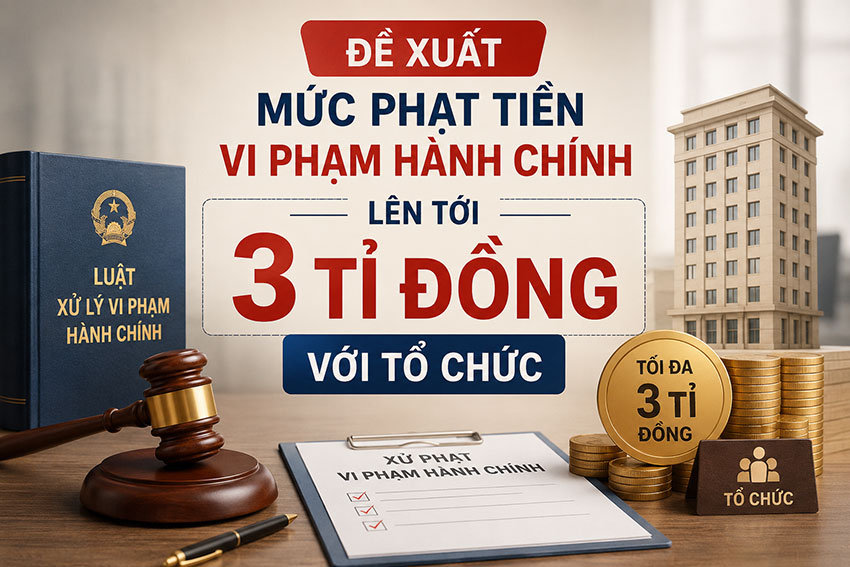 Bộ Công an đề xuất tăng 1,5 lần mức tiền phạt với tổ chức. Ảnh: Quang Việt (Đồ họa được thực hiện hỗ trợ bởi AI)