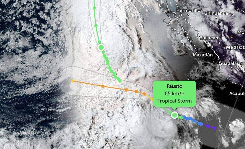 Storm Fausto and storm Elida. Photo: Zoom Earth