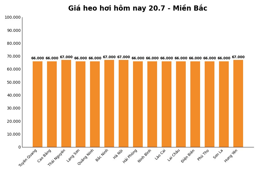 Giá heo hơi hôm nay 20.7 tại khu vực miền Bắc. Đồ họa: Sử dụng AI