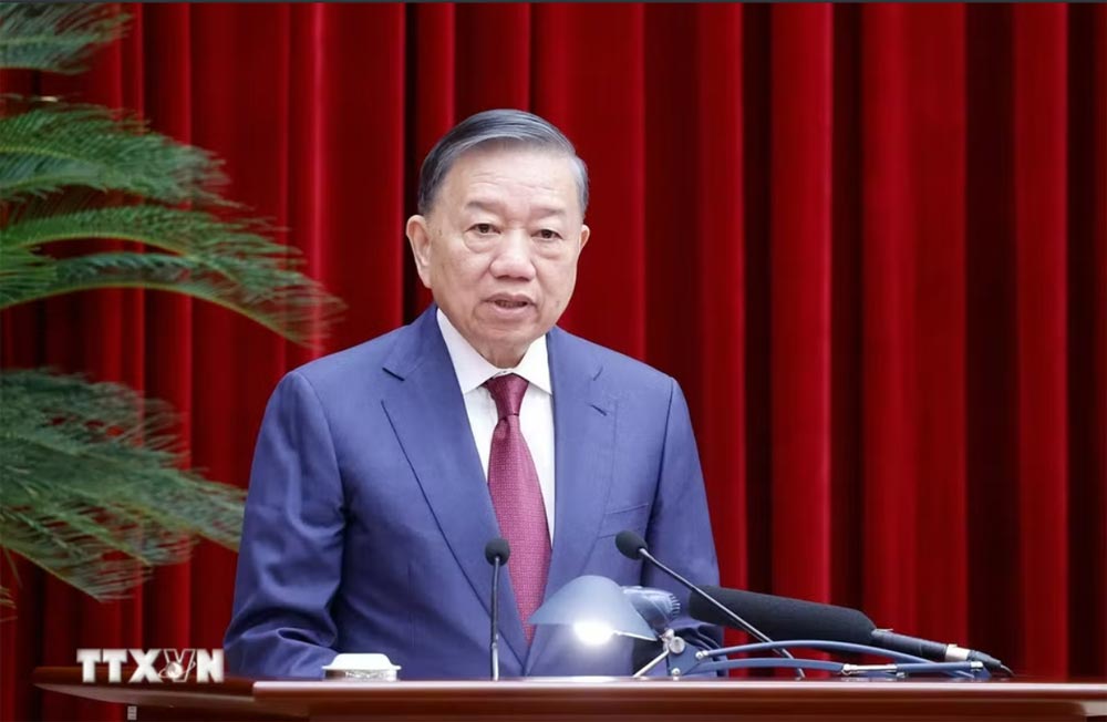 General Secretary and President To Lam delivers the opening speech at the 14th Conference of the Party Central Committee. Photo: VNA