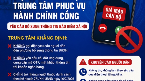 Cảnh báo chiêu lừa mới nhằm vào người nhận lương hưu ở Hà Nội. Nguồn Trung tâm HCC Hà Nội