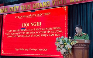 Công an xã Ngọc Thiện tuyên truyền pháp luật tại cơ sở tôn giáo