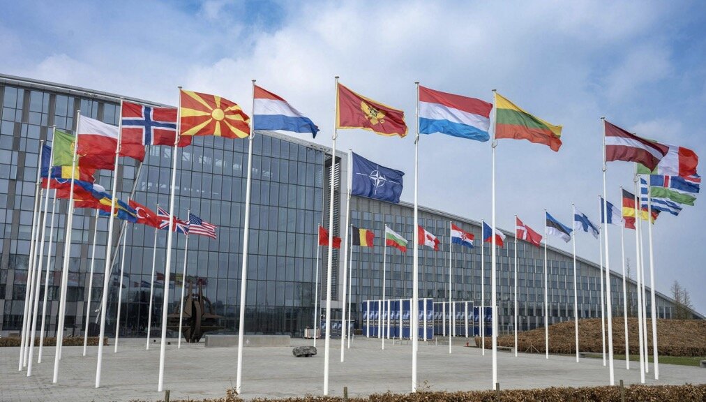 NATO flags and member states at the organization's headquarters in Brussels, Belgium. Photo: NATO