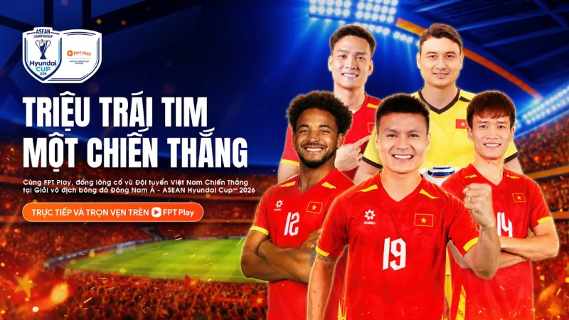 Regardez les matchs de l’équipe vietnamienne à la Coupe de l’ASEAN 2026 en direct sur FPT Play. Photo de : FPT Play