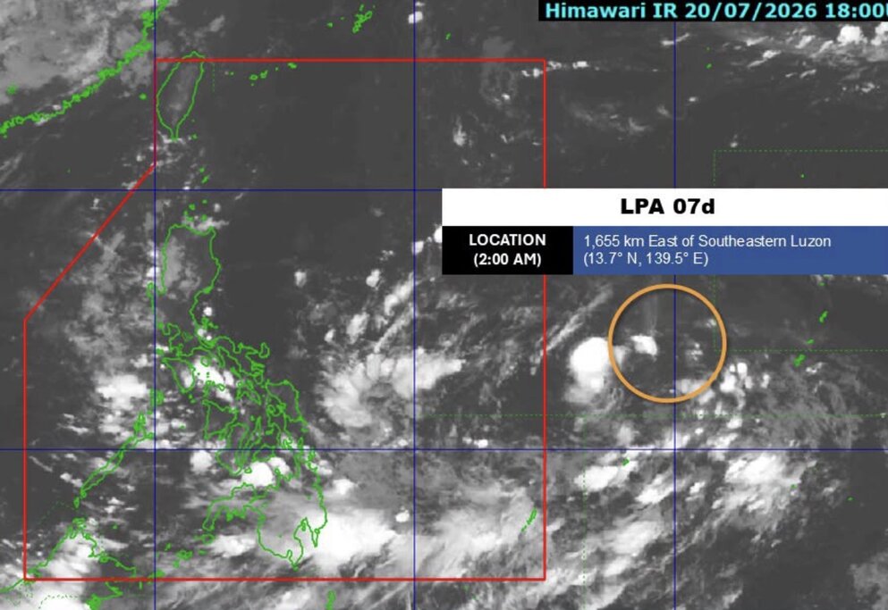 Low pressure 07d morning of July 21. Photo: PAGASA