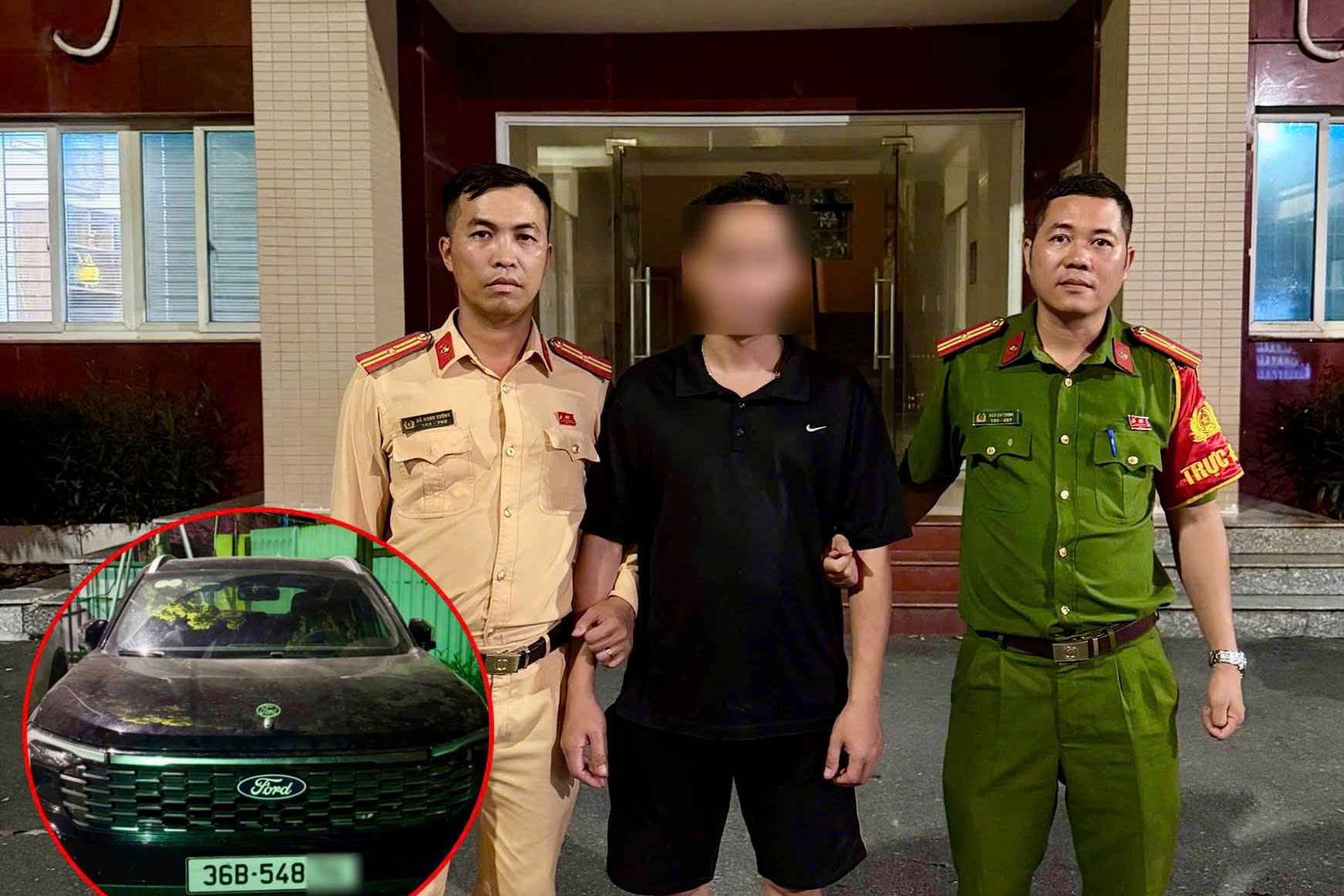 Tài xế được  bàn giao cho Công an Phường Từ Liêm tiếp tục xác minh, làm rõ hành vi vi phạm. Ảnh: Phòng CSGT Hà Nội