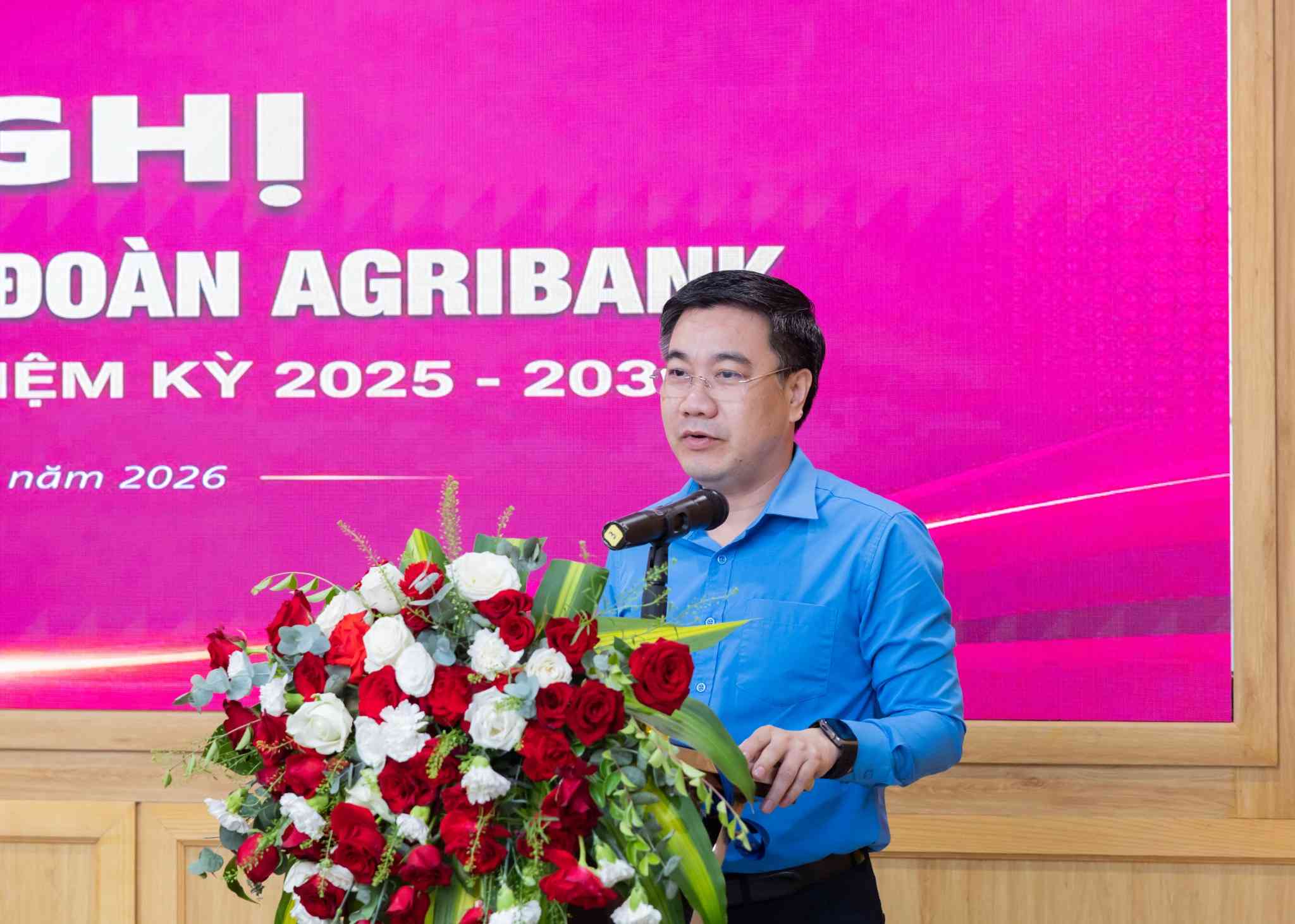 Comrade Nguyen Thanh Trung - Vice Chairman of the Vietnam Bank Union - delivered a directive speech at the Conference. Photo: Agribank