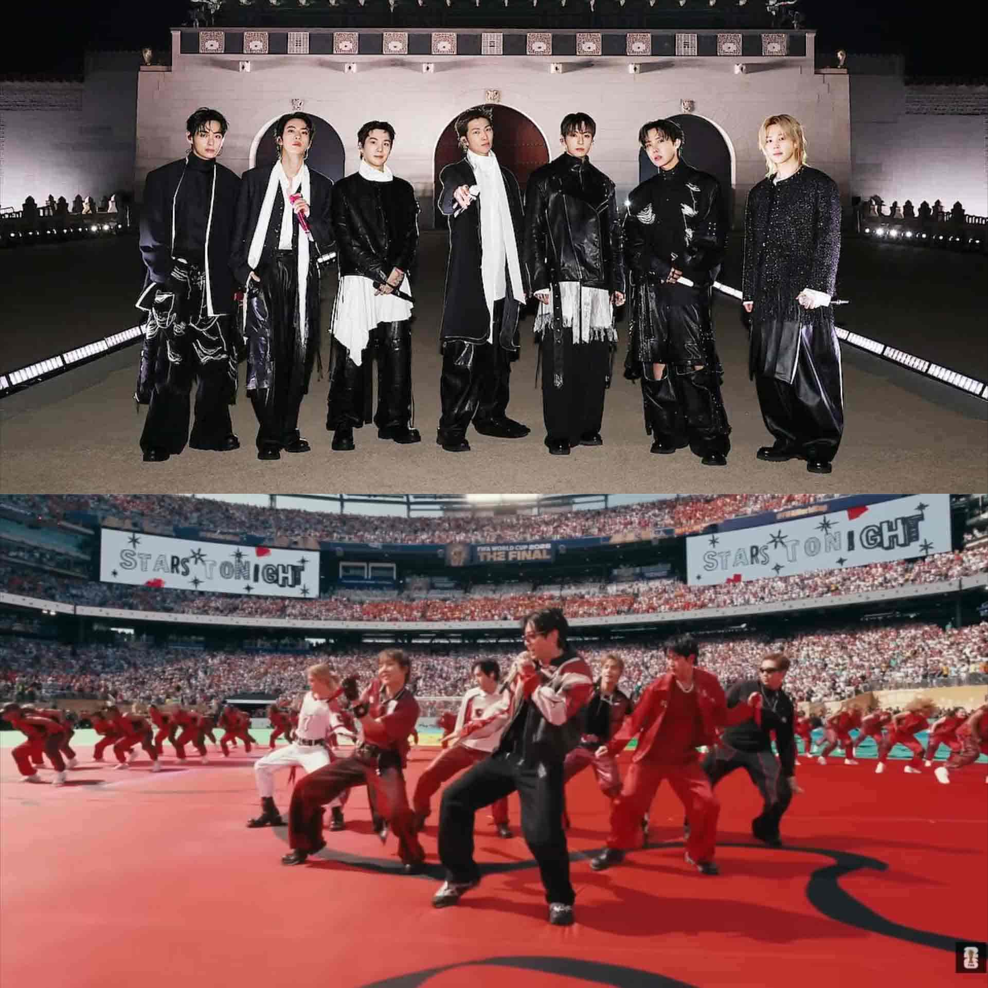 BTS chinh phục thế giới từ sân khấu châu Âu đến chung kết World Cup 2026. Ảnh: Netflix/FIFA