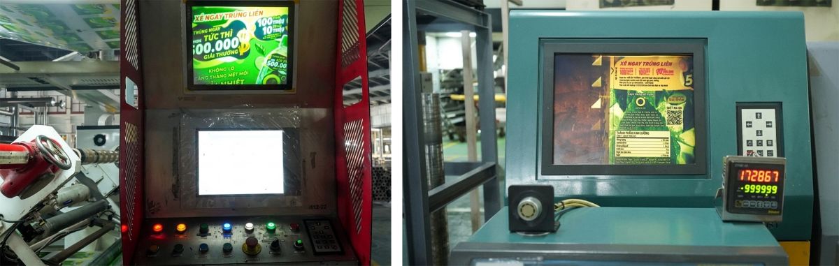 The production and printing system operates automatically on the production line, where each code is created without human intervention. Photo: Tan Hiep Phat
