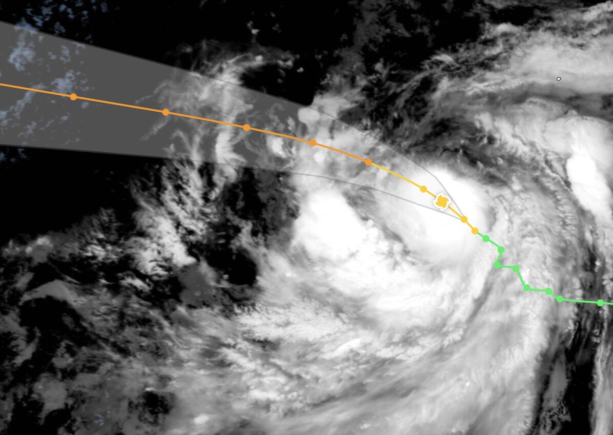 Storm Fausto has become the first typhoon in the eastern Pacific in the 2026 hurricane season. Photo: Zoom Earth