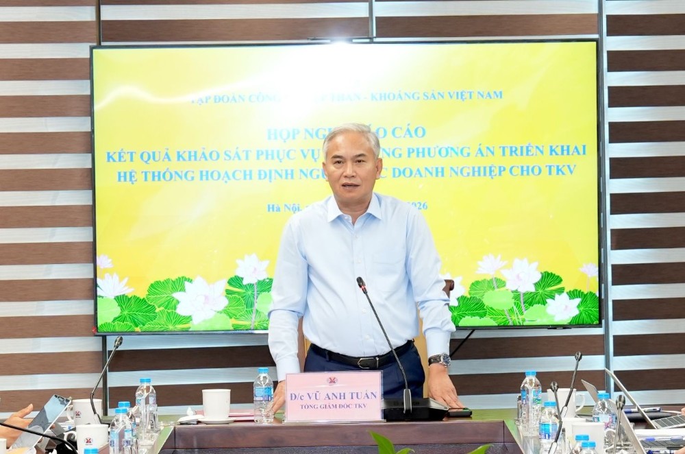 General Director of TKV Group Vu Anh Tuan affirmed that the research and deployment of ERP is an objective requirement, in line with the digital transformation orientation. Photo: TKV Group