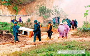 Xã ở Điện Biên diễn tập phòng thủ dân sự ứng phó bão, lũ
