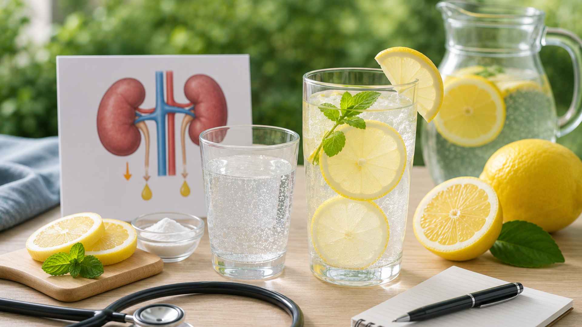 Nước chanh có thể góp phần hỗ trợ đào thải axit uric nhưng không phải là phương pháp điều trị bệnh. (Ảnh có sự hỗ trợ của AI)