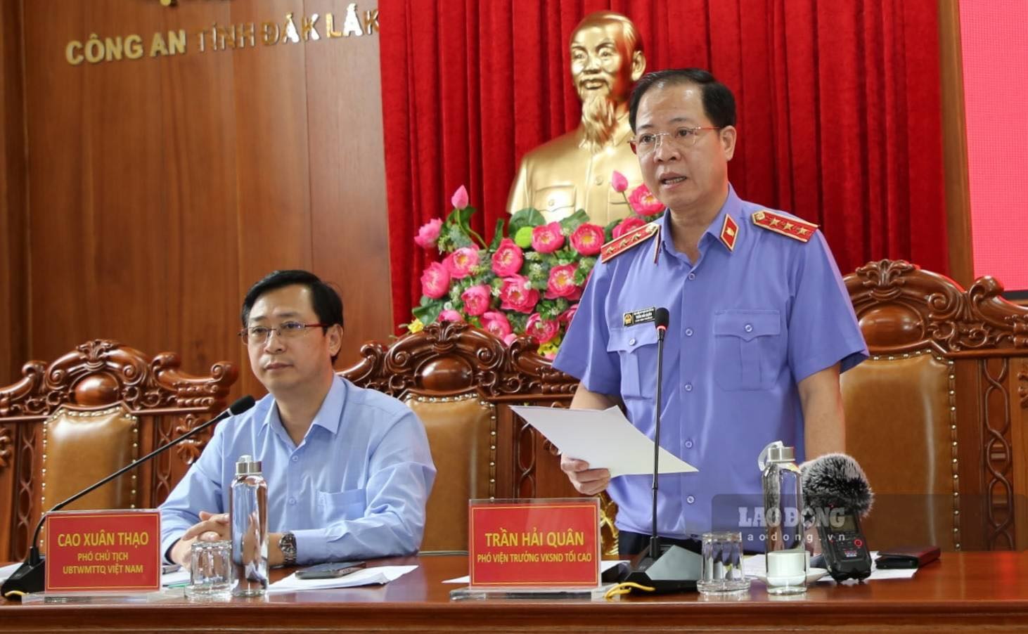 Phó Viện trưởng VKSND Tối cao Trần Hải Quân phát biểu tại buổi làm việc. Ảnh: Công Sáng