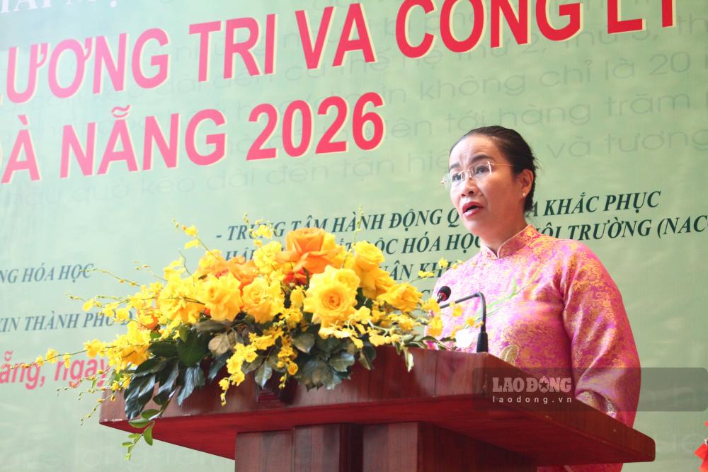 Phó Chủ tịch UBND TP Đà Nẵng Nguyễn Thị Anh Thi phát biểu tại lễ khai mạc. Ảnh: Thanh Huyền