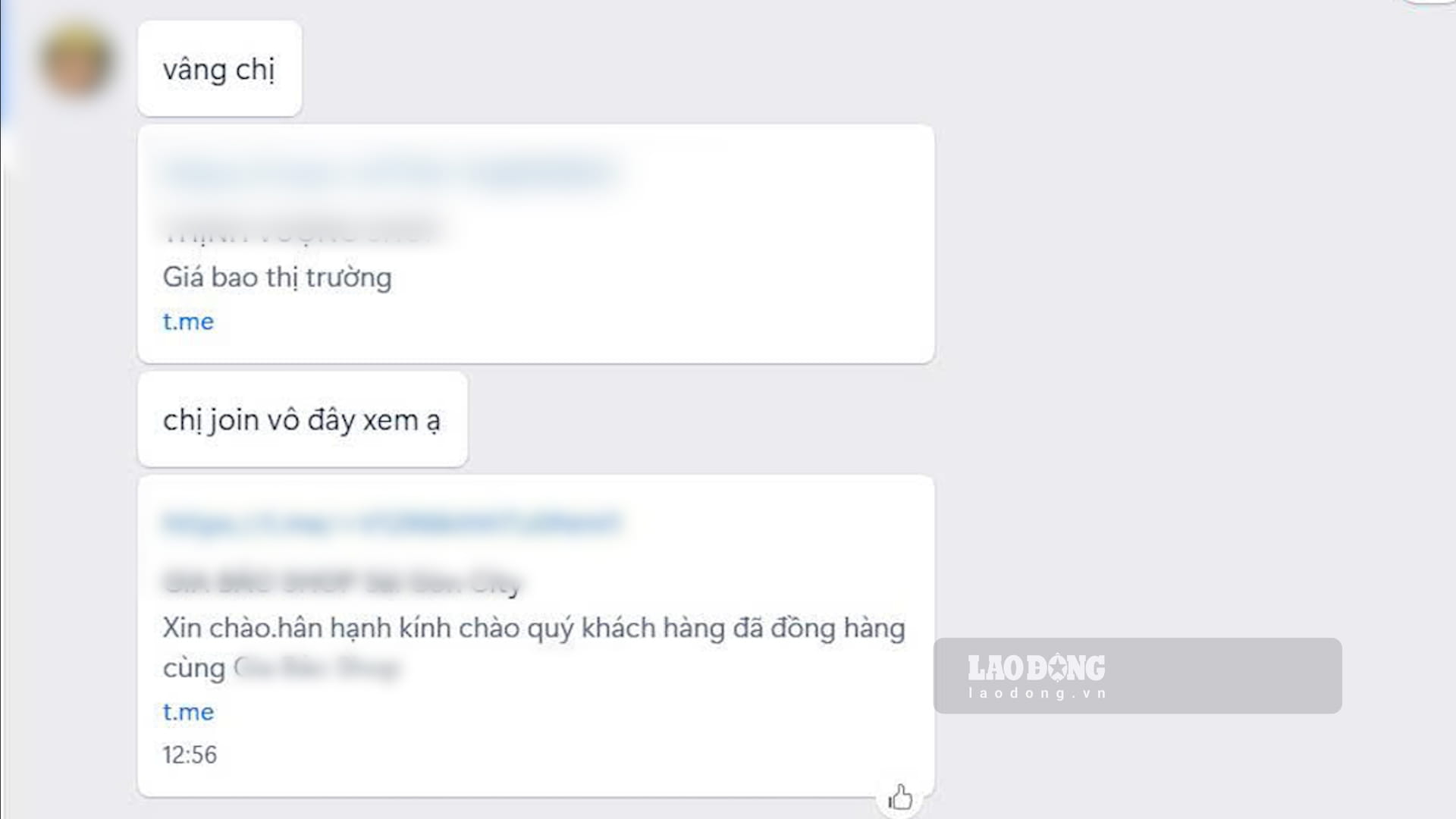 Sau vài tin nhắn, người bán gửi đường link Telegram để phóng viên lựa chọn sản phẩm. Ảnh: Nhóm PV