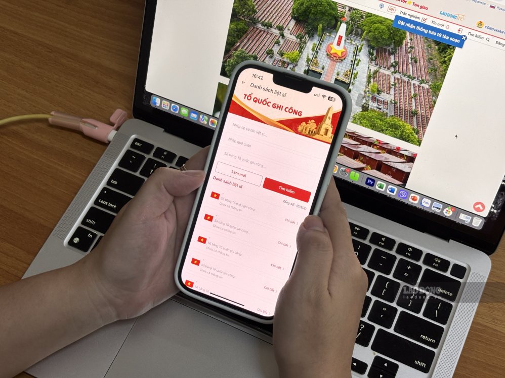 In the VNeID application, citizens choose the "other services" section and choose "connecting relatives of martyrs". Photo: Huong Nha