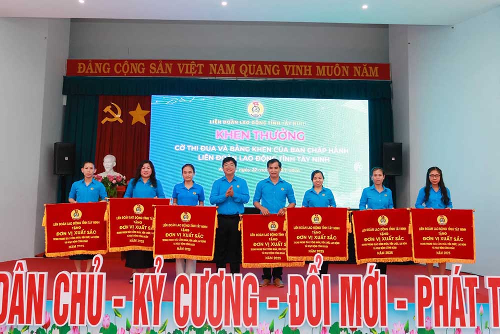 Conference to summarize trade union activities in the first 6 months of 2026 of the Tay Ninh Provincial Labor Federation. Photo: Tay Ninh Provincial Labor Federation