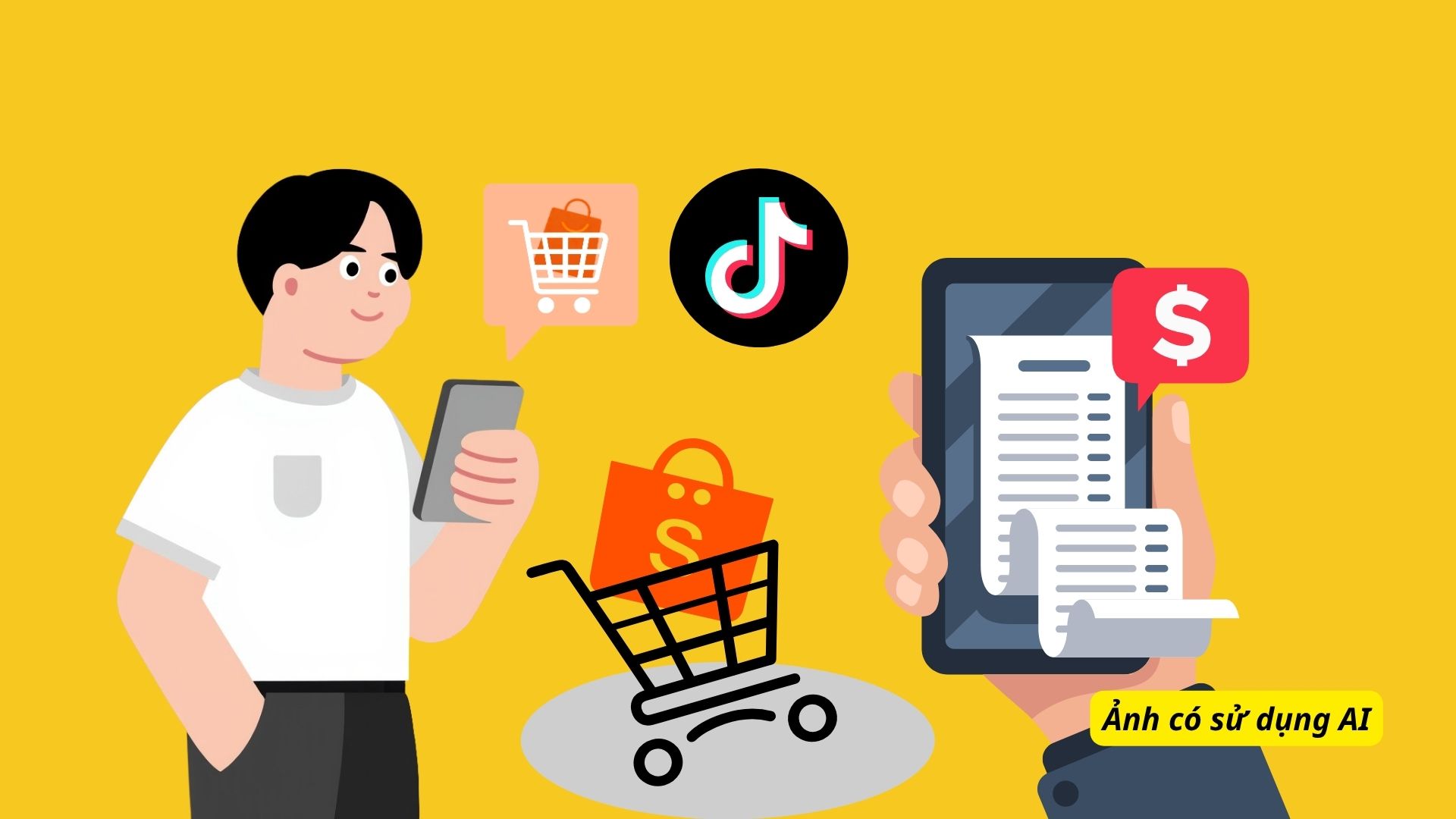 Tax Department guides business households to issue invoices when selling goods through Shopee, TikTok. Graphics: AI