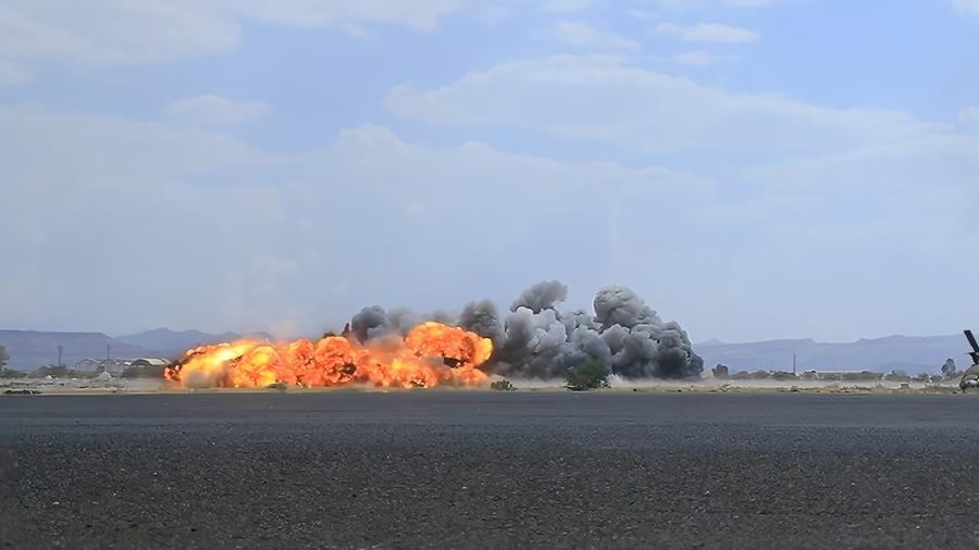 Photo released by the Houthi about Saudi Arabia's airstrike on Sanaa International Airport in Sanaa, Yemen, July 13. Photo source: Xinhua
