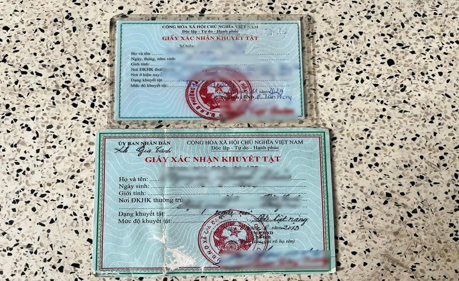 Disability confirmation paper of a worker couple. Photo: Ha Anh Chien