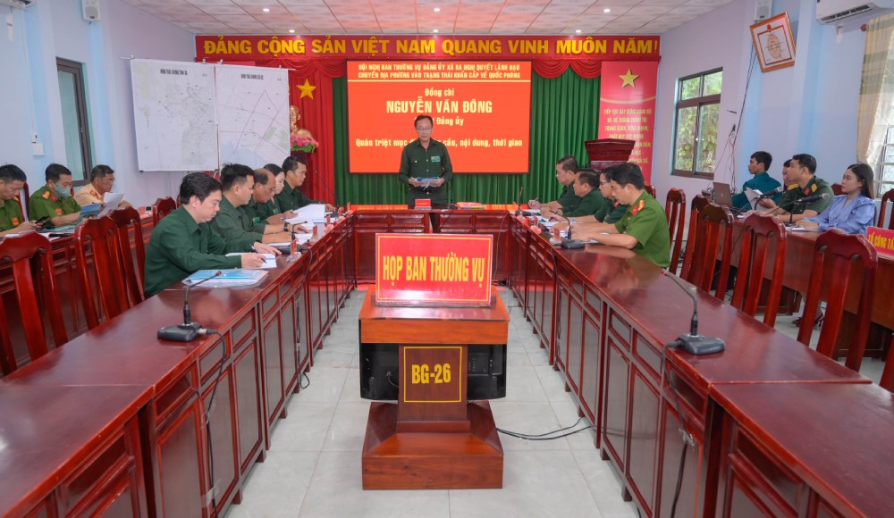 Thông qua diễn tập góp phần nâng cao năng lực lãnh đạo, điều hành của cấp ủy, chính quyền. Ảnh: Phương Vũ/ Bộ CHQS An Giang