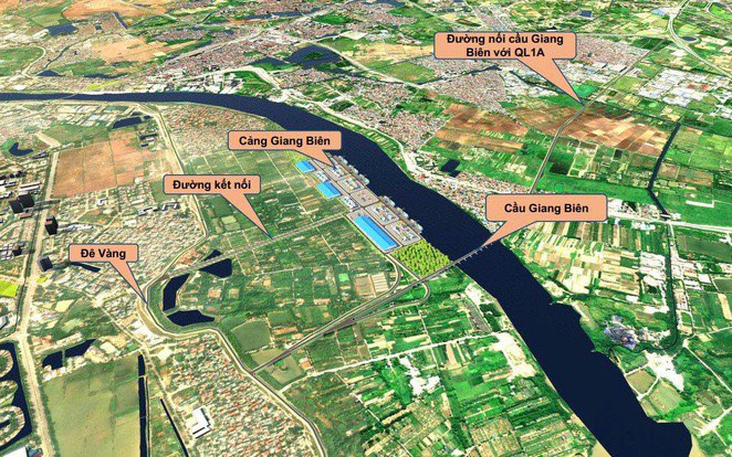 Emplacement de la construction du port fluvial intérieur de Giang Biên dans le quartier de Việt Hưng. Photo: Comité de gestion des projets d'investissement - Infrastructure du quartier de Việt Hưng