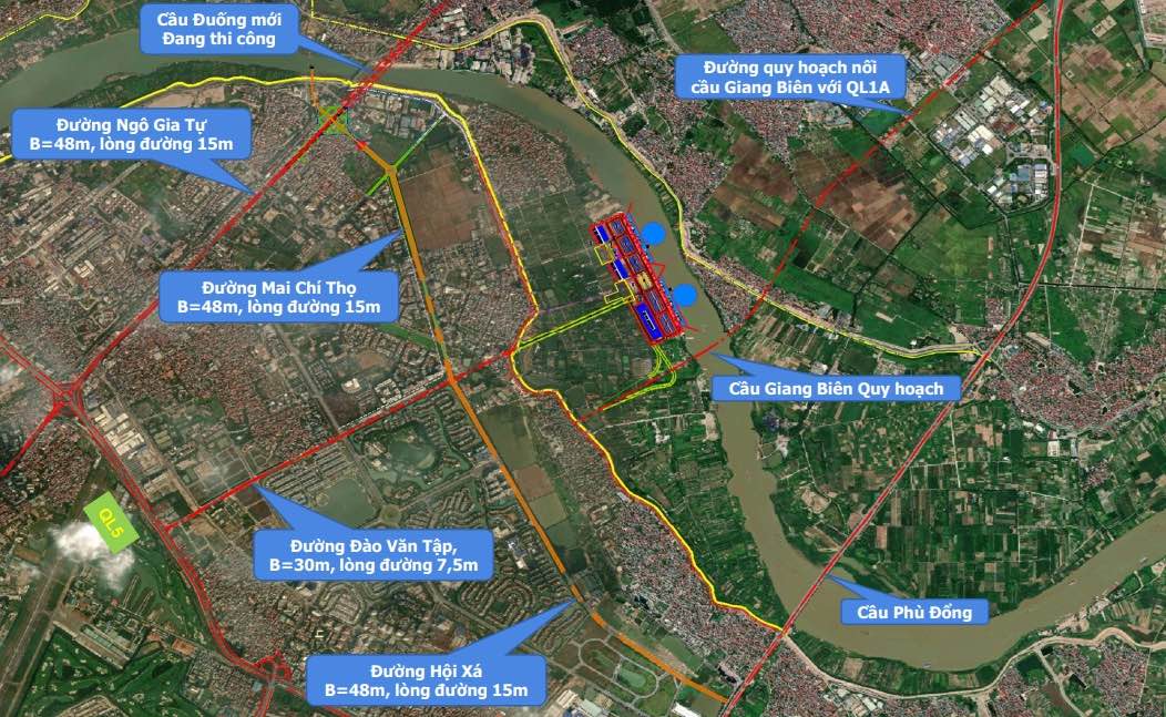 Giang Bien Inland Waterway Port Project is located in a strategic location on the Duong - Red River route. Photo: Viet Hung Ward Investment - Infrastructure Project Management Board