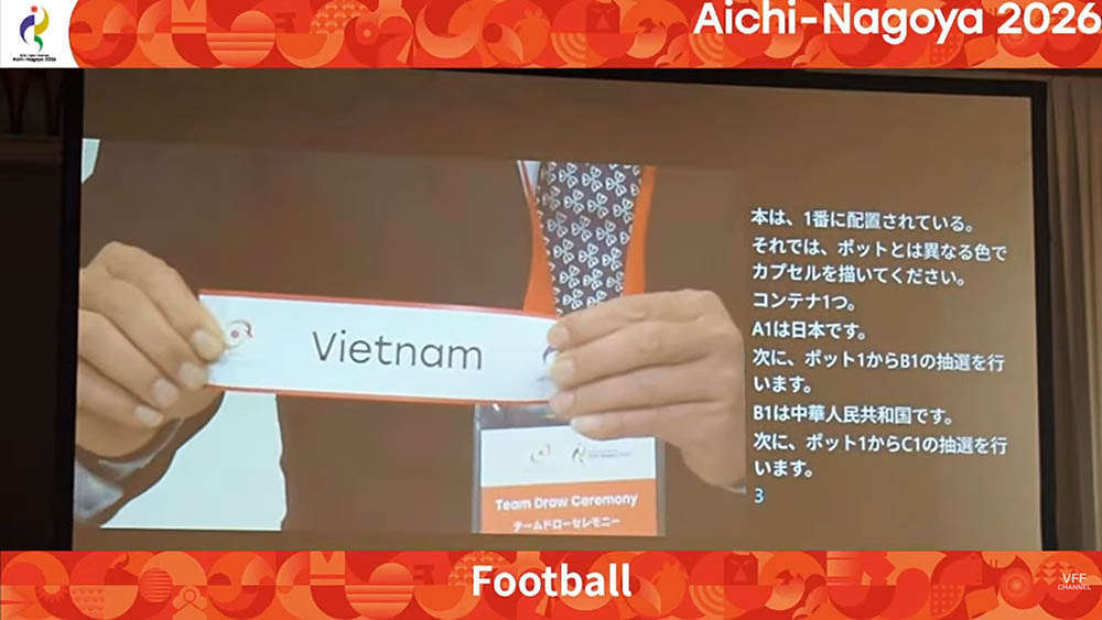 U23 Vietnam is in Group C of men's football at Asiad 2026. Photo: Screenshot from VFF
