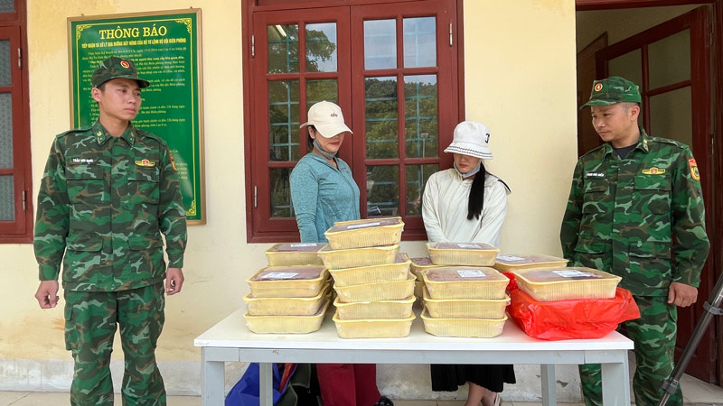 Lực lượng biên phòng đã bắt 2 vụ vận chuyển tôm hùm đất hư hỏng từ Trung Quốc nhập lậu vào Việt Nam. Ảnh: Trung Dũng/BĐBP Lào Cai