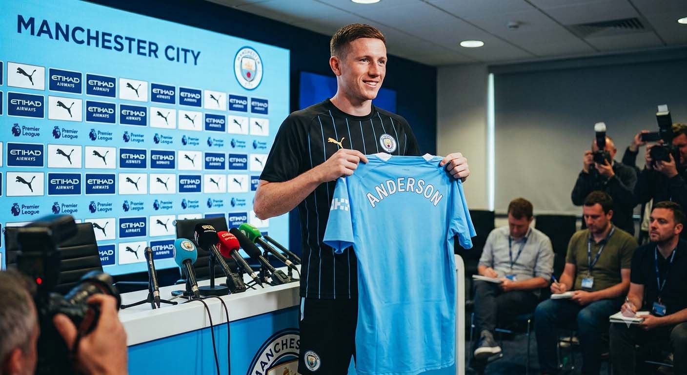 Elliot Anderson est arrivé et apporte beaucoup d'espoir à Man City. Photo créée par Google Gemini