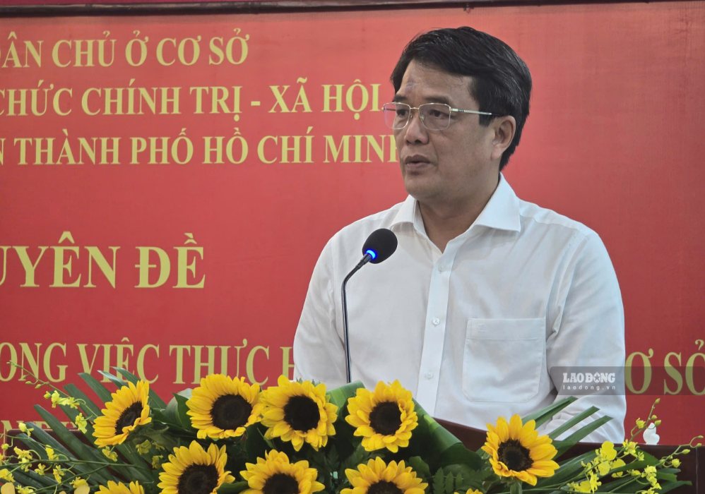 Ông Bùi Thanh Nhân phát biểu tại hội nghị. Ảnh: Nam Dương