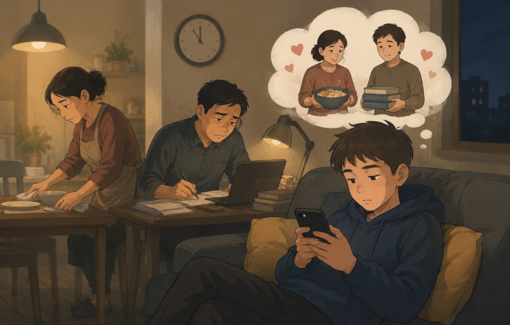 The excessive protection of parents makes children dependent, considering parents' sacrifice as natural. Photo: AI Chi Long