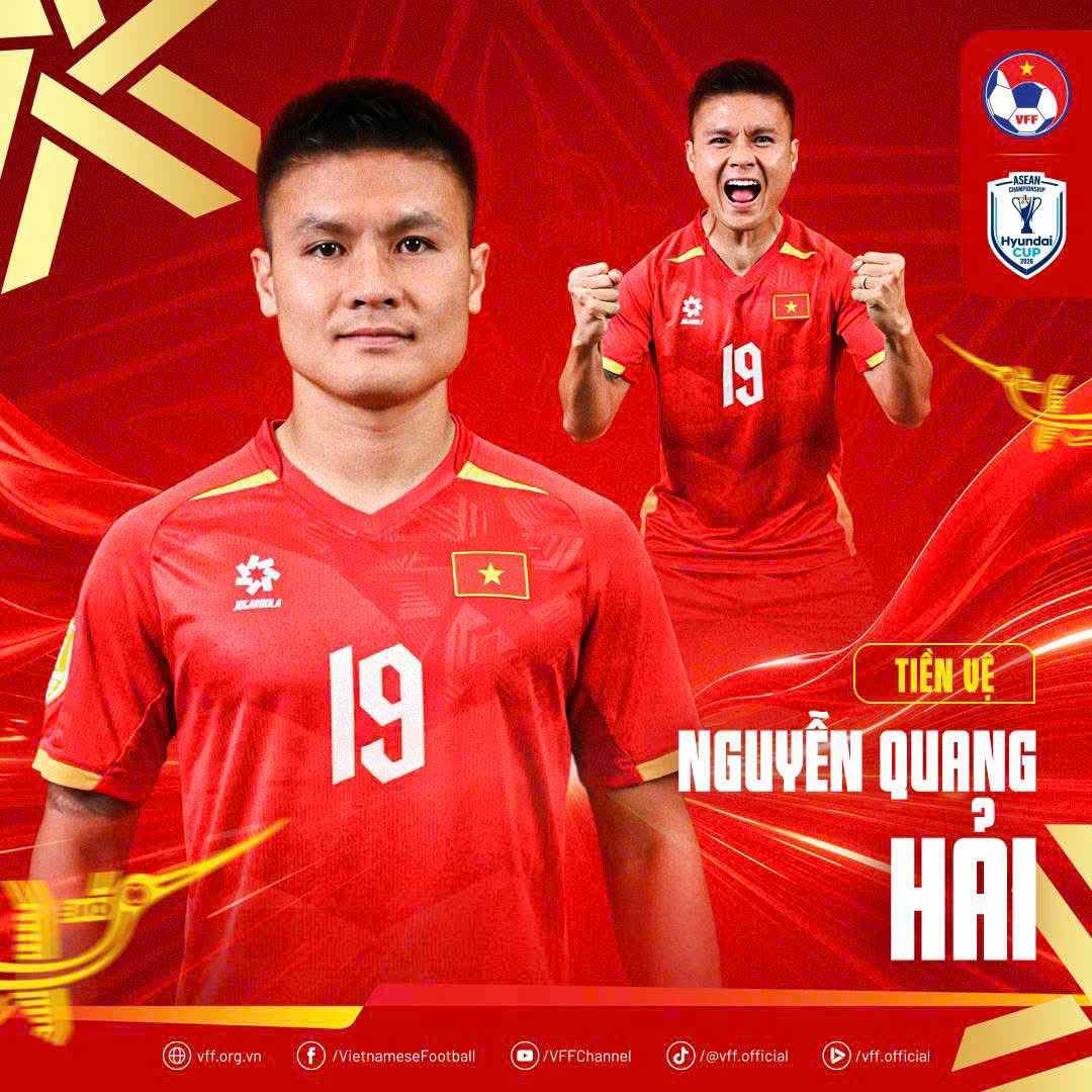 Quang Hải kỳ vọng cùng tuyển Việt Nam cống hiến những màn trình diễn ấn tượng và mang niềm vui đến người hâm mộ tại ASEAN Cup 2026. Ảnh: VFF