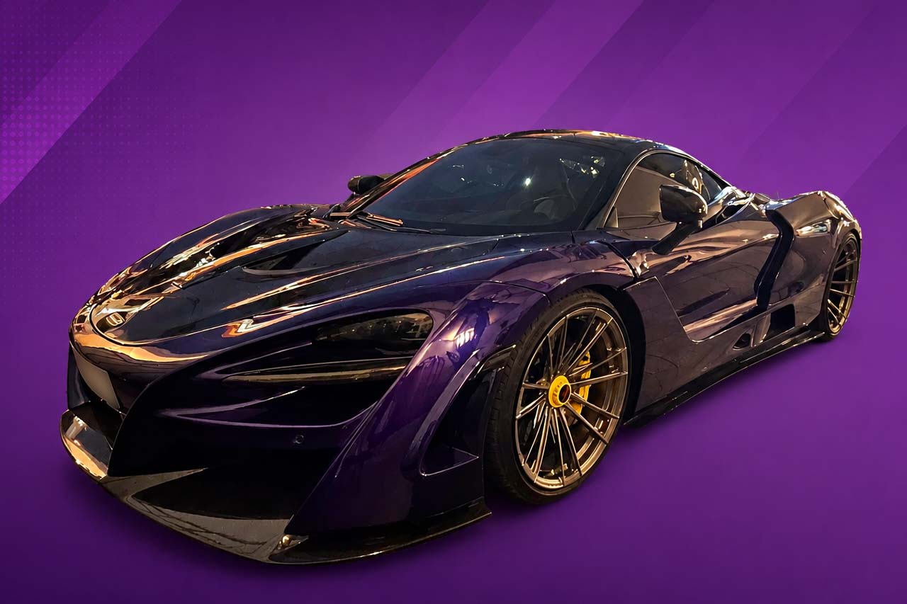 The McLaren 720S attracts attention with MSO Lantana Purple purple paint and a limited N-Largo upgrade package. Graphics: Thanh Vu / AI used
